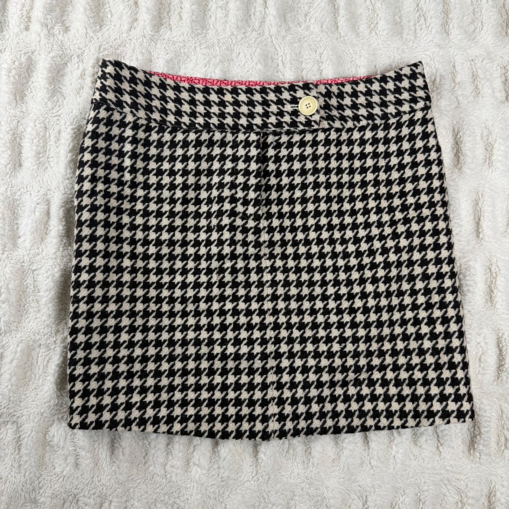 Vineyard Vines Houndstooth Wool Blend Mini Skirt Black White Size 6